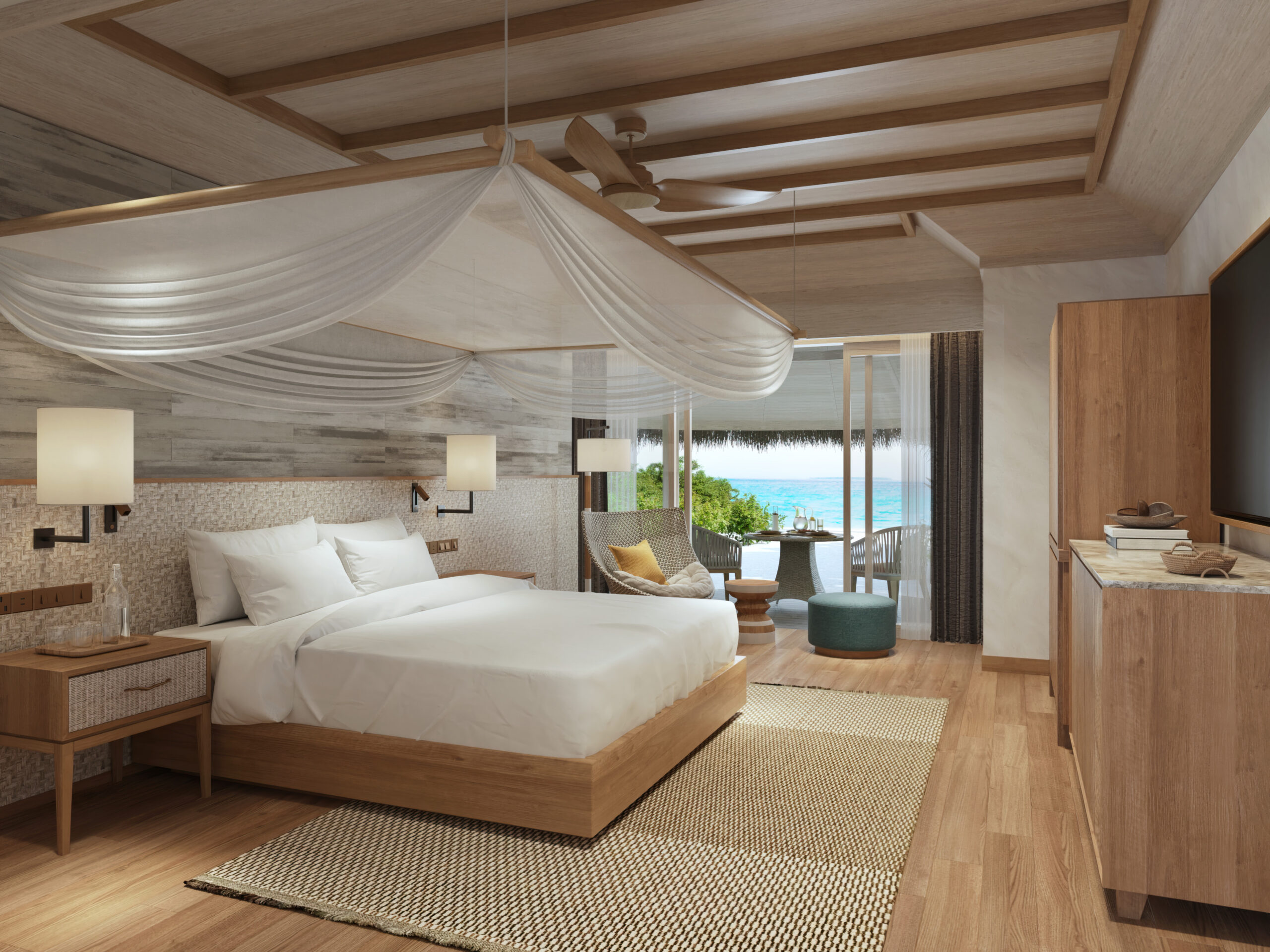 Beach Villa Bedroom View Six Senses Kanuhura