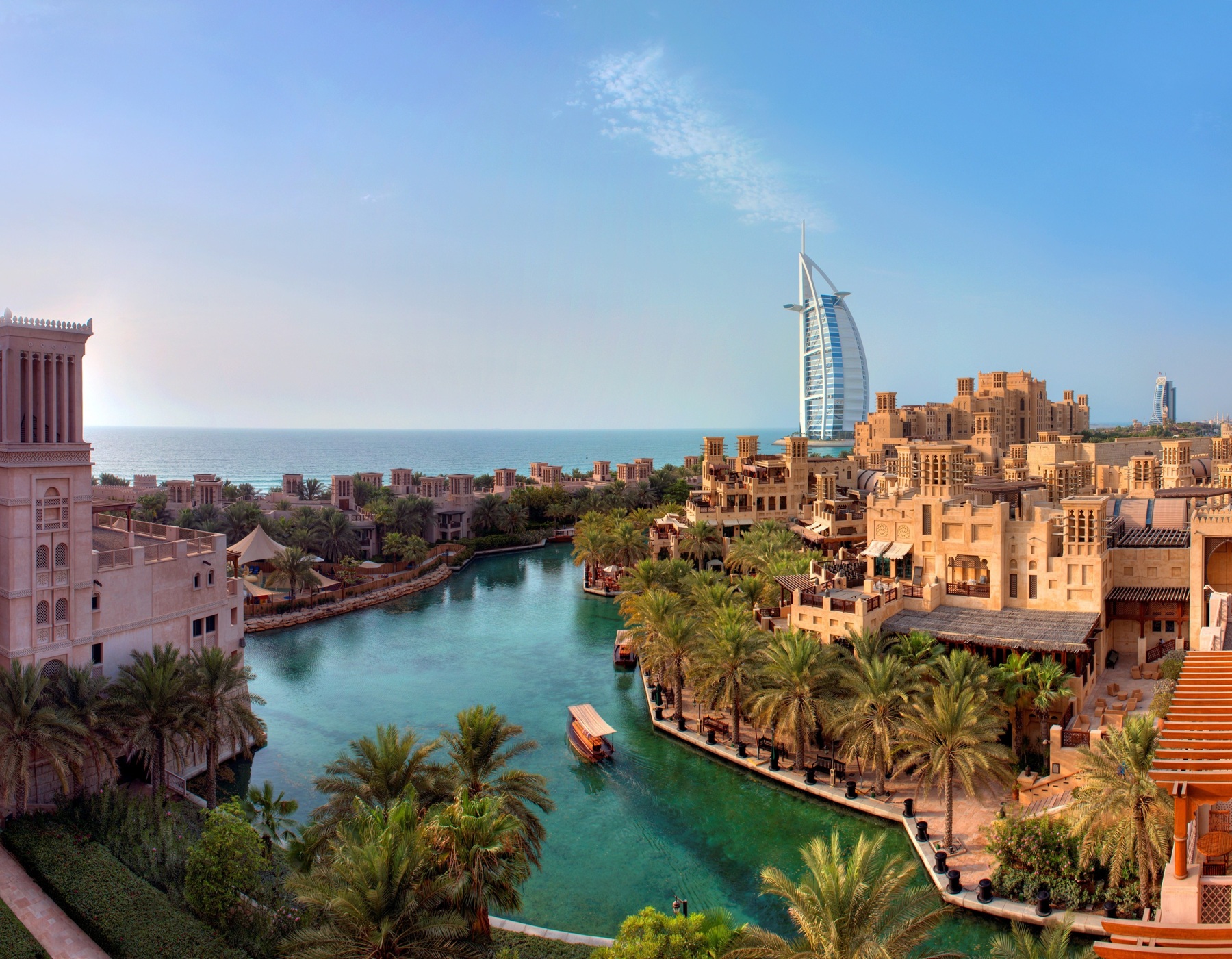 The Madinat Jumeirah in Dubai, with the Burj Al Arab in the distance